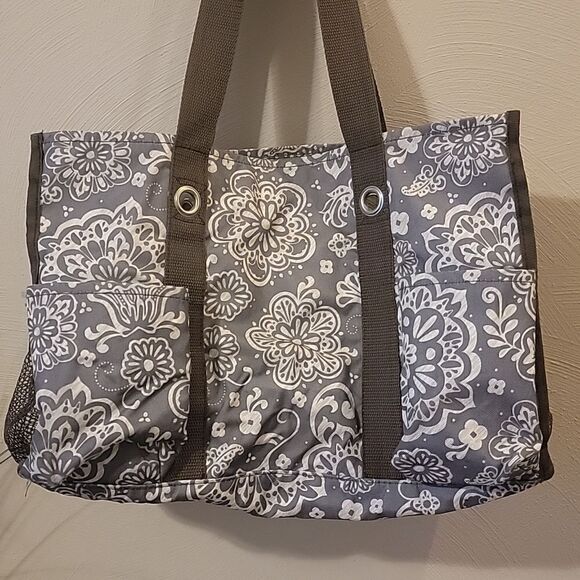THIRTY-ONE BROWN DAMASK MEDIUM ORGANIZING UTILITY TOTE BAG - Picture 6 of 13